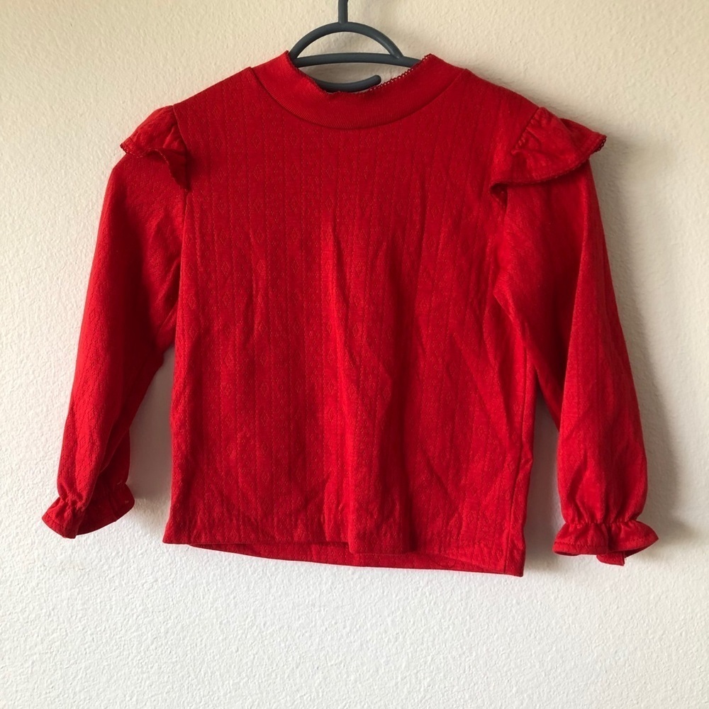 Ragdoll Red Ruffle Sleeve Blouse